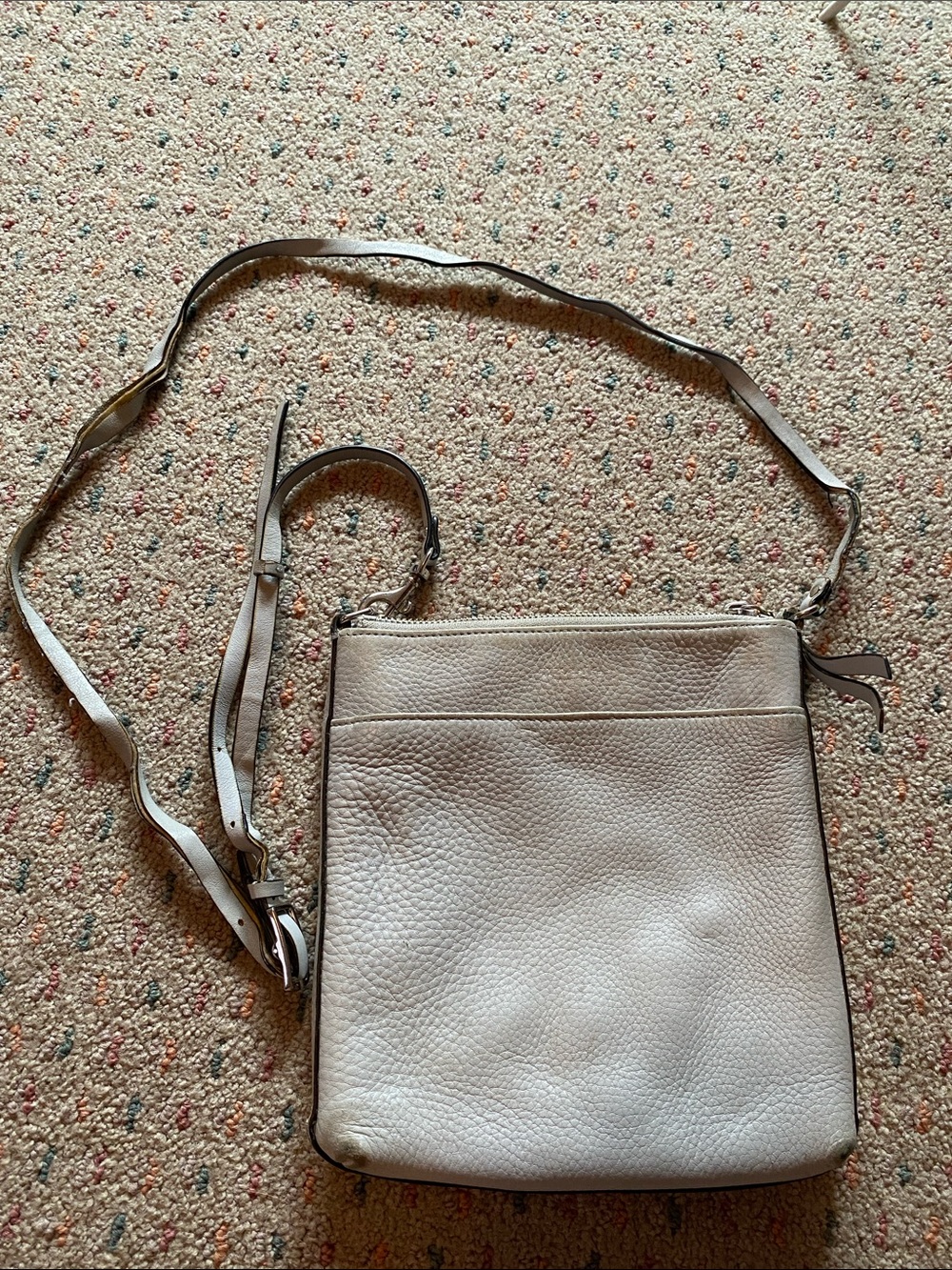 Coach Pebbled Leather Crossbody Bag in Light Gray